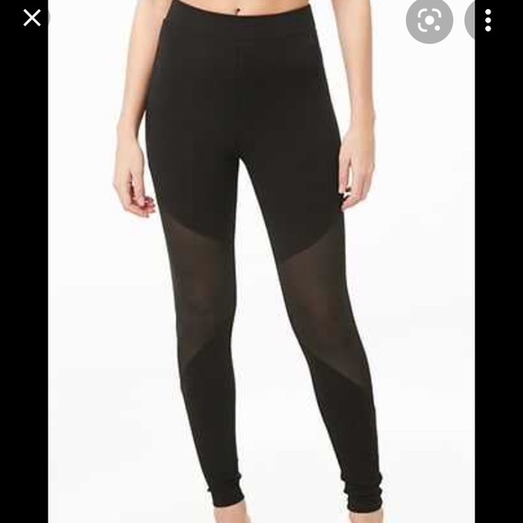 Forever 21 Black Yoga Pants w/ Sheer Leg Design - Picture 3 of 9